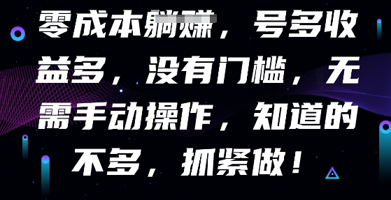 零成本全自动，号多收益多，没有门槛，无需手动-我的站点