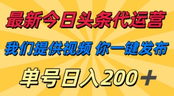 最新今日头条代运营，我们提供视频，你一键发布，单号日入200+【揭秘】-我的站点