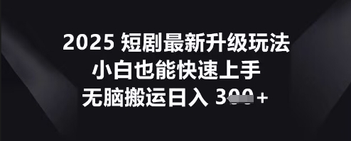 2025短剧最新升级玩法，小白也能快速上手，无脑搬运日入3张-我的站点