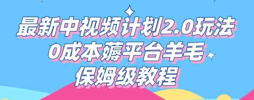 最新中视频计划2.0玩法，0成本薅平台羊毛，保姆级教程-我的站点