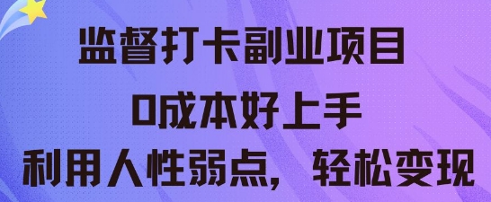 监督打卡副业新玩法，0成本好上手，利用人性的弱点轻松变现-我的站点