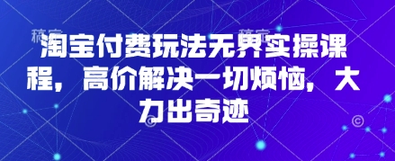 淘宝付费玩法无界实操课程，高价解决一切烦恼，大力出奇迹-我的站点