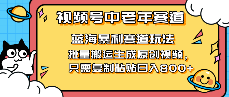 （14314期）2025视频号中老年短视频蓝海暴利风口！复制粘贴搬运视频单日赚800+，无...-我的站点