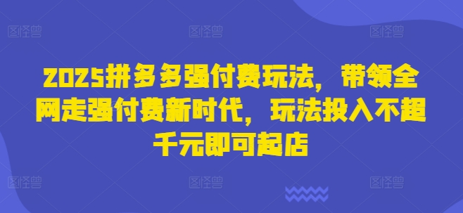 2025拼多多强付费玩法，带领全网走强付费新时代，玩法投入不超千元即可起店-我的站点