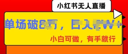 小红书无人直播，纯小白可做，有手就行，单场直播销售额破8w-我的站点