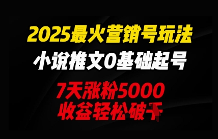 2025最火营销号玩法：小说推文0基础起号，7天涨粉5000，收益轻松破k-我的站点