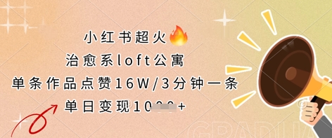 小红书超火的治愈系loft公寓，单条作品点赞16W，3分钟一条，单日变现数张-我的站点
