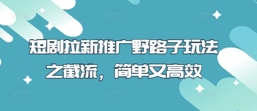 短剧拉新推广野路子玩法之截流，简单又高效-我的站点